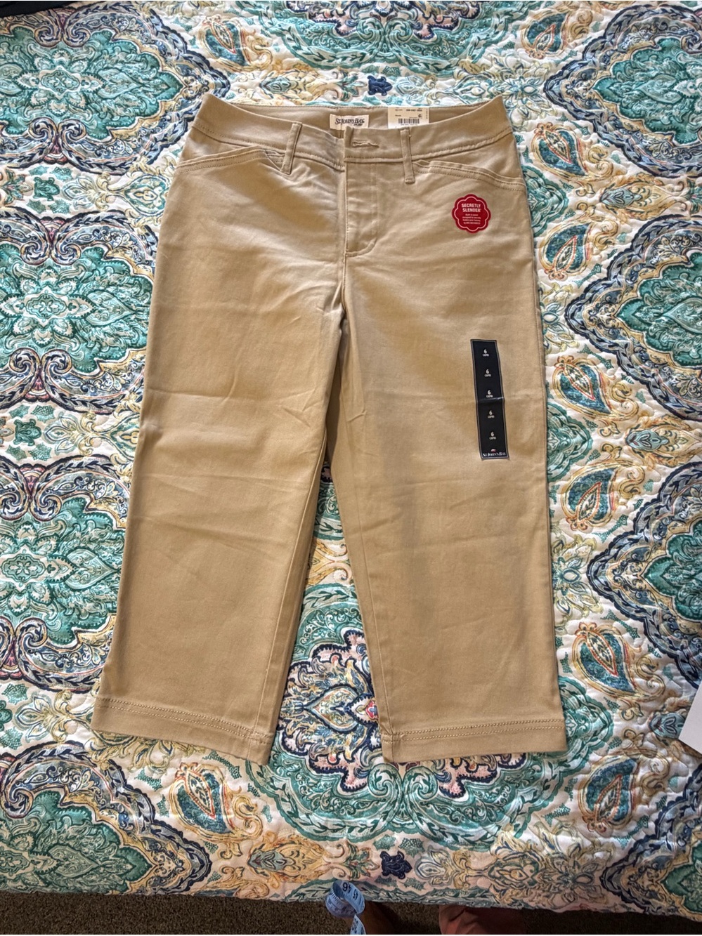 St John’s Bay Women’s Khaki Stretch Capri Pants